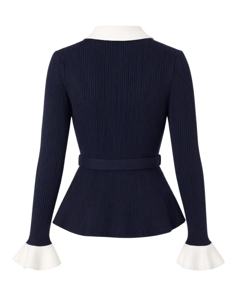 Self-Portrait Women Cardigan Ribbed Knit Navy Main: Polyamide Cardigans Sweater Navy