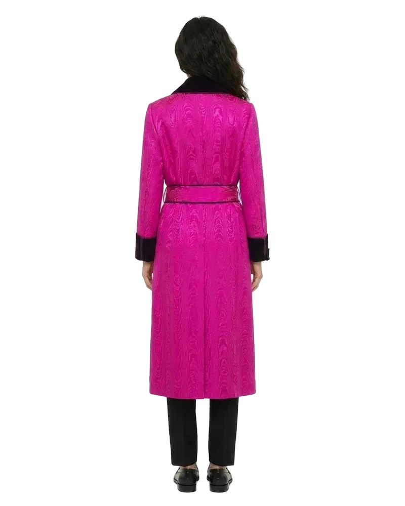 Dolce & Gabbana Velvet Contrast Wrap Coat — Pink Pink