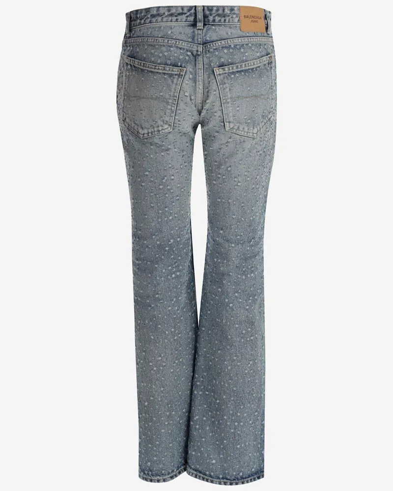 Balenciaga Women's Jeans Low-Rise Distressed Denim Cotton Blue