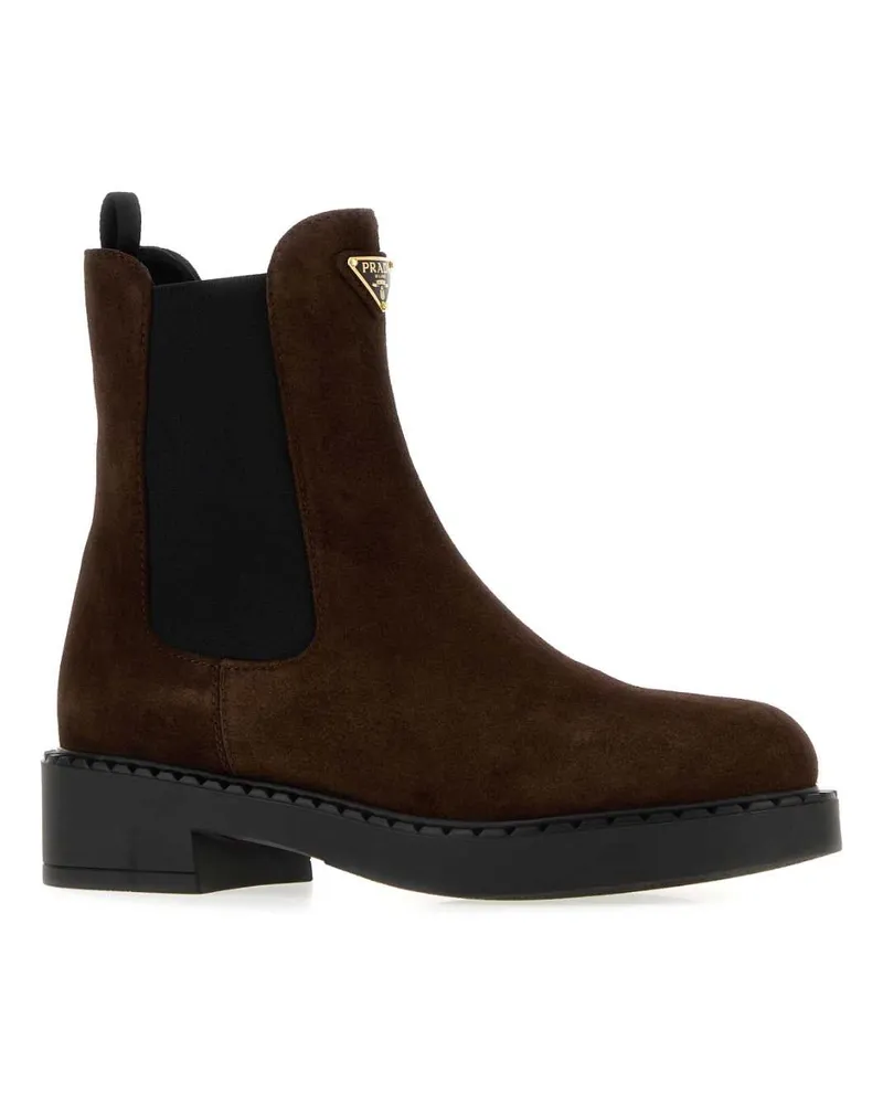 Prada Suede Ankle Boot — Brown Brown
