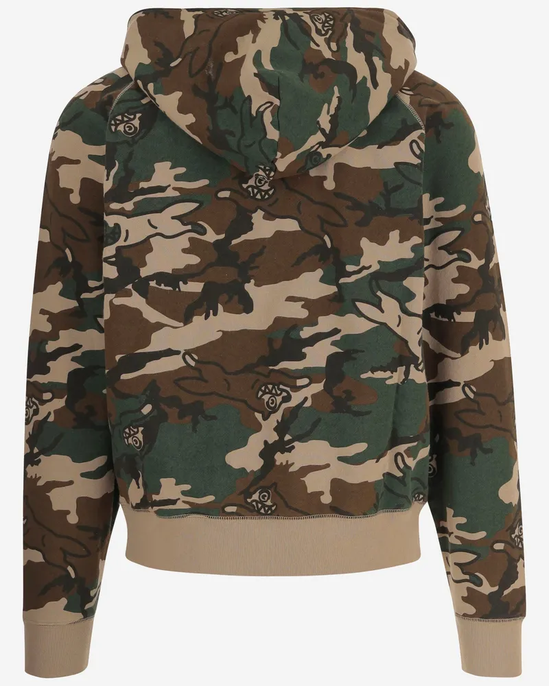 ICECREAM Men's Zip Hoodie With Camouflage Print Multicolour Cotton Sweatshirts Sweater Multicolor