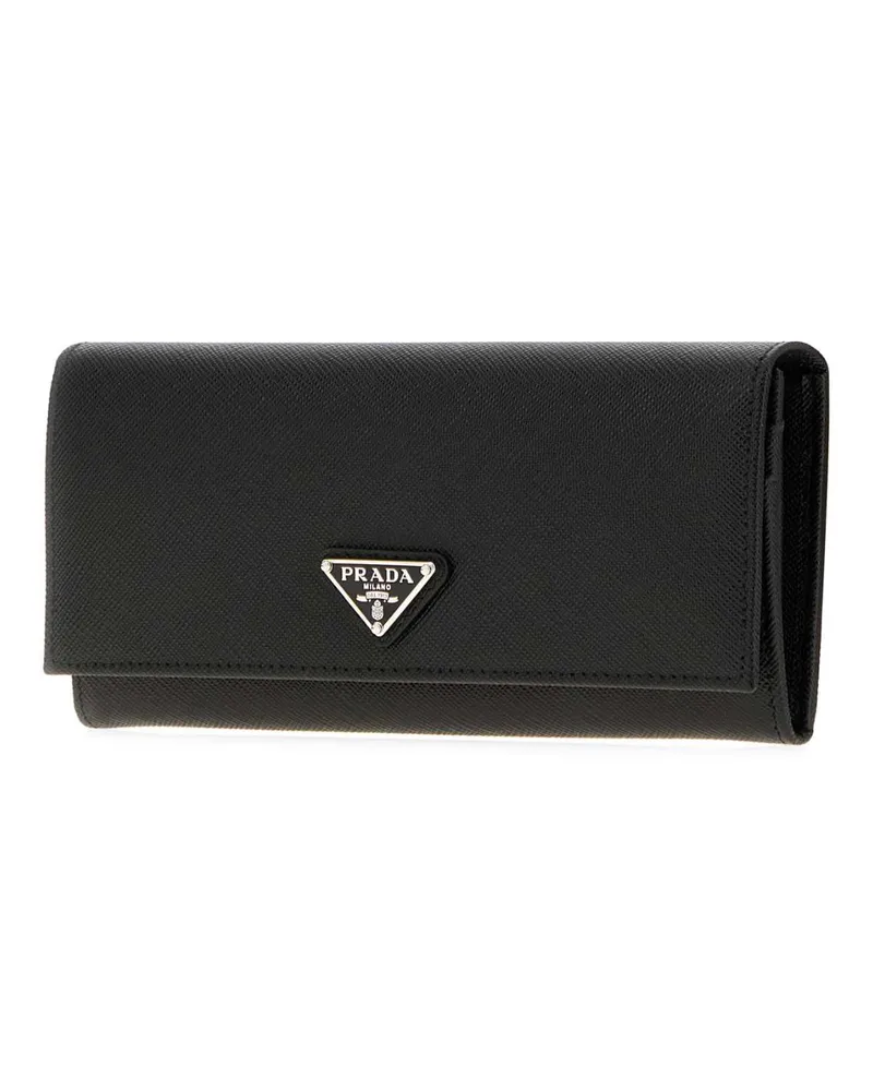 Prada Women's Black Leather Wallet Nero 1 + Argento Portafogli Black