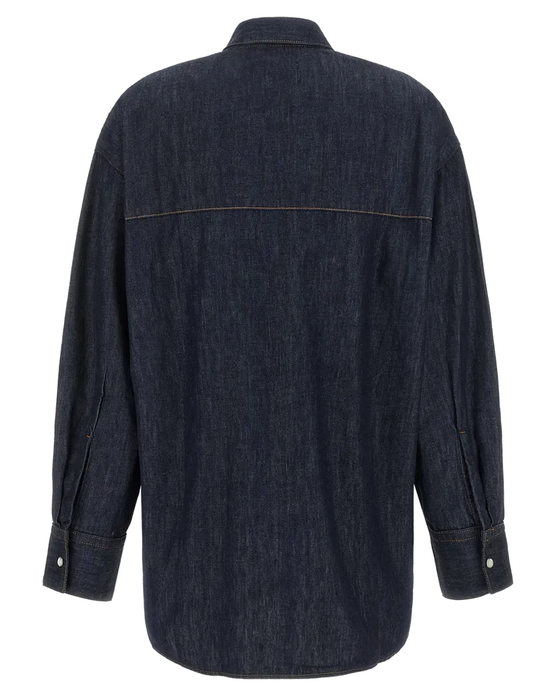 KHAITE Women Blue Cotton Blouse Navy
