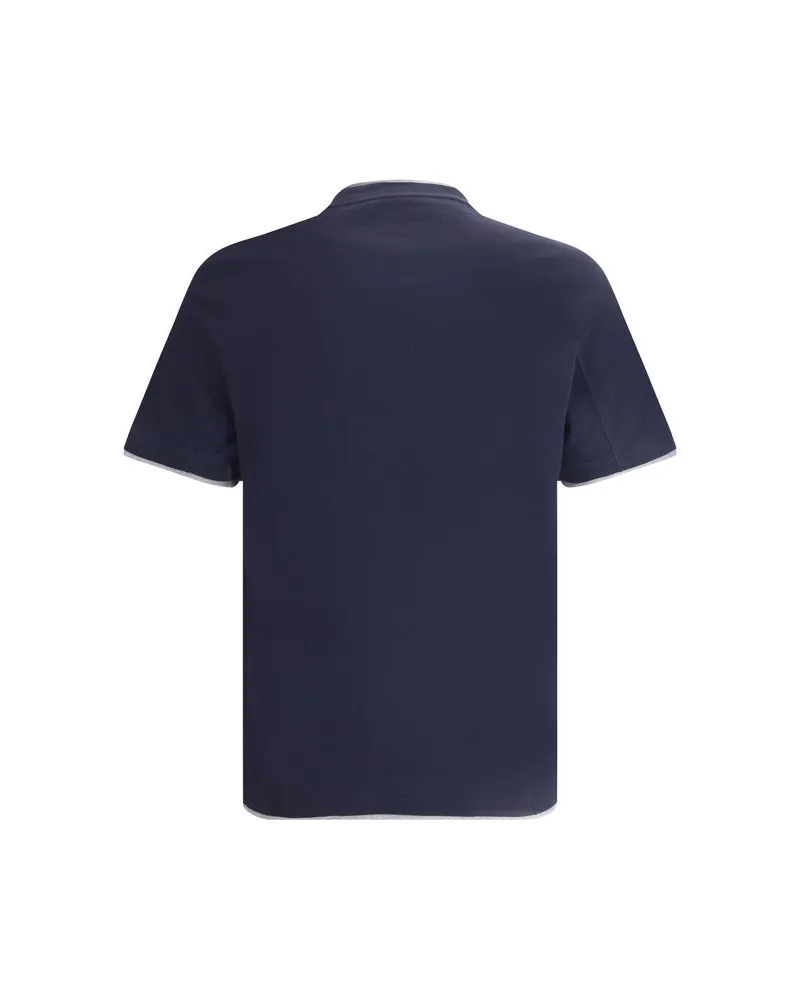 Brunello Cucinelli Men's Blue Cotton T-Shirt Navy