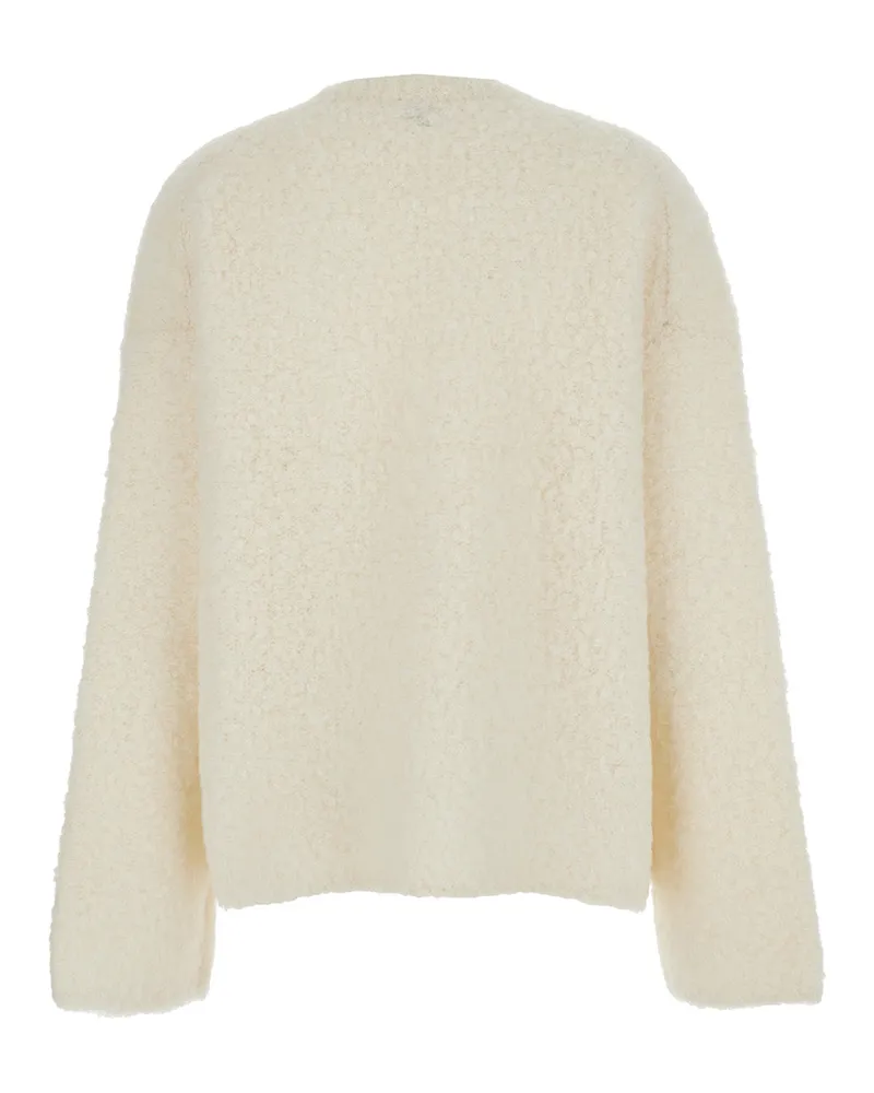 Totême Women's White Crewneck Sweater With Ribbed Trims Alpaca Tops Top White