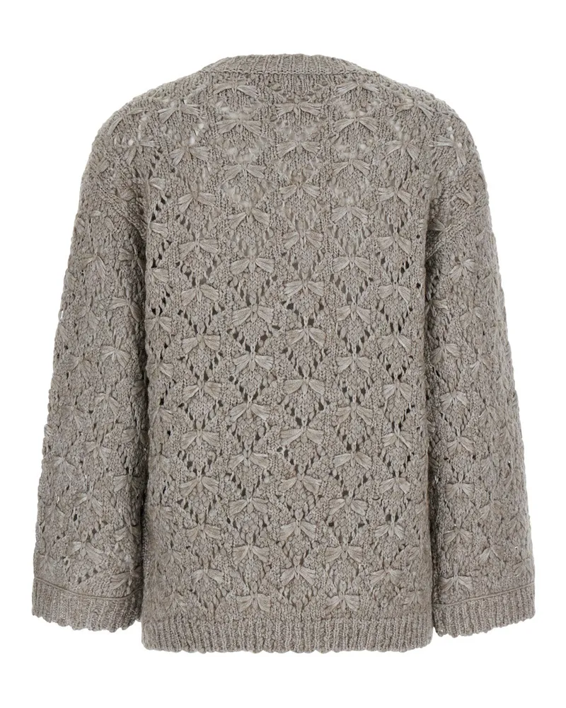 Fabiana Filippi Women's Sweater V-Neck Grey Merino-Alpaca Merino Wool Tops Top Gray