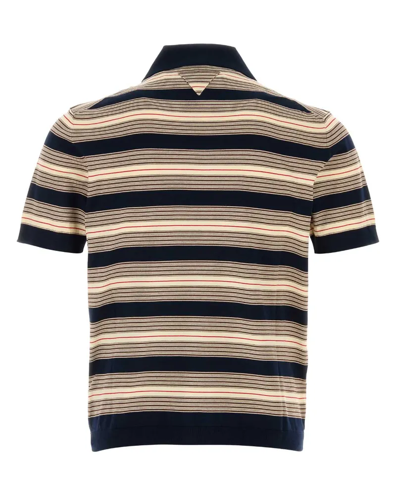 Prada Men's Embroidered Stretch Cotton Blend Polo Shirt Blu Coeapa-Trochusniloticus Navy