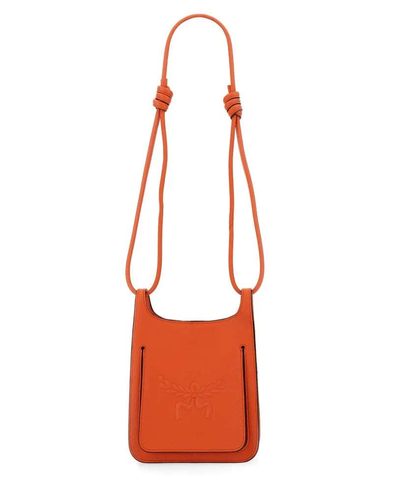 MCM Women's Hobo Bag Himmel Orange Cowhide Shoulder Orange