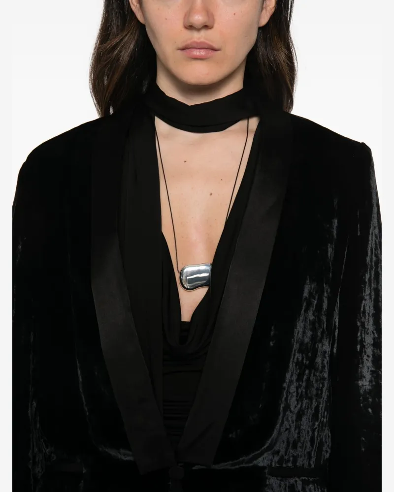 forte_forte Crushed-Velvet Blazer — Black Black