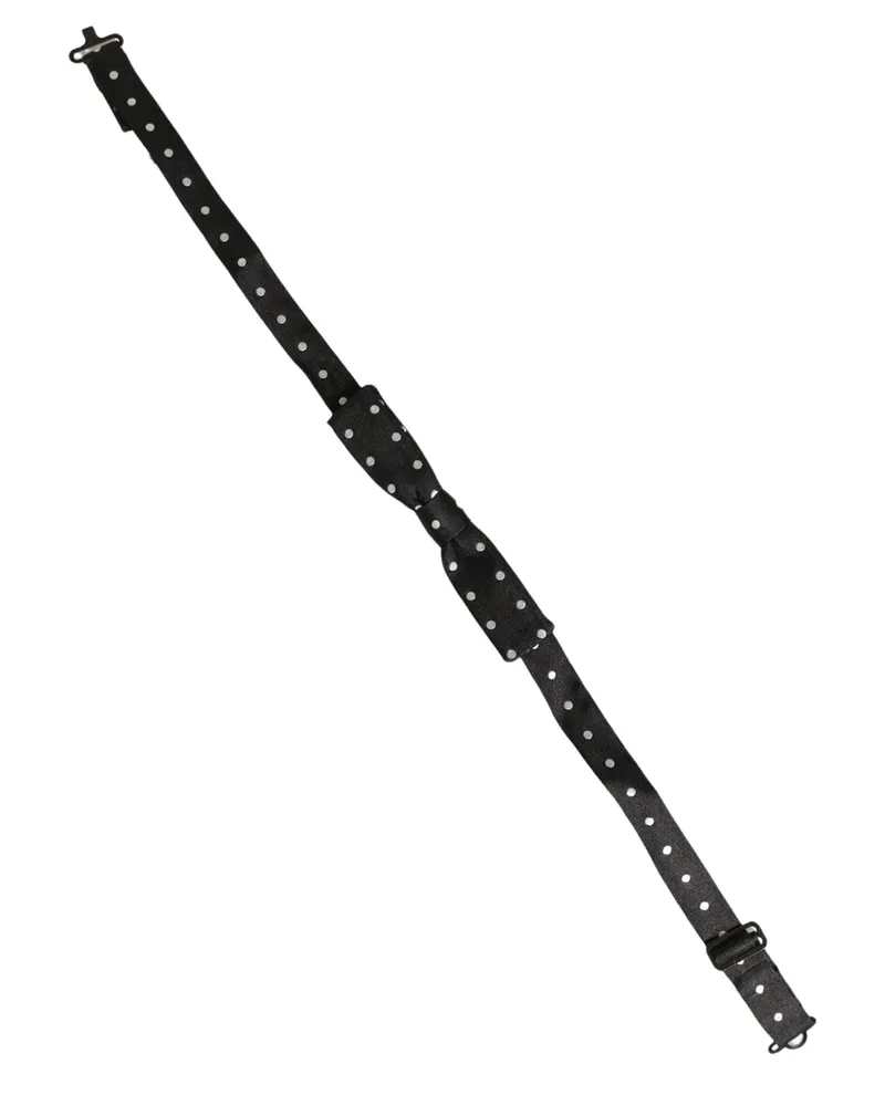 Dolce & Gabbana Men's Black White Polka Dot Adjustable Neck Papillon Bow Tie And Silk Black