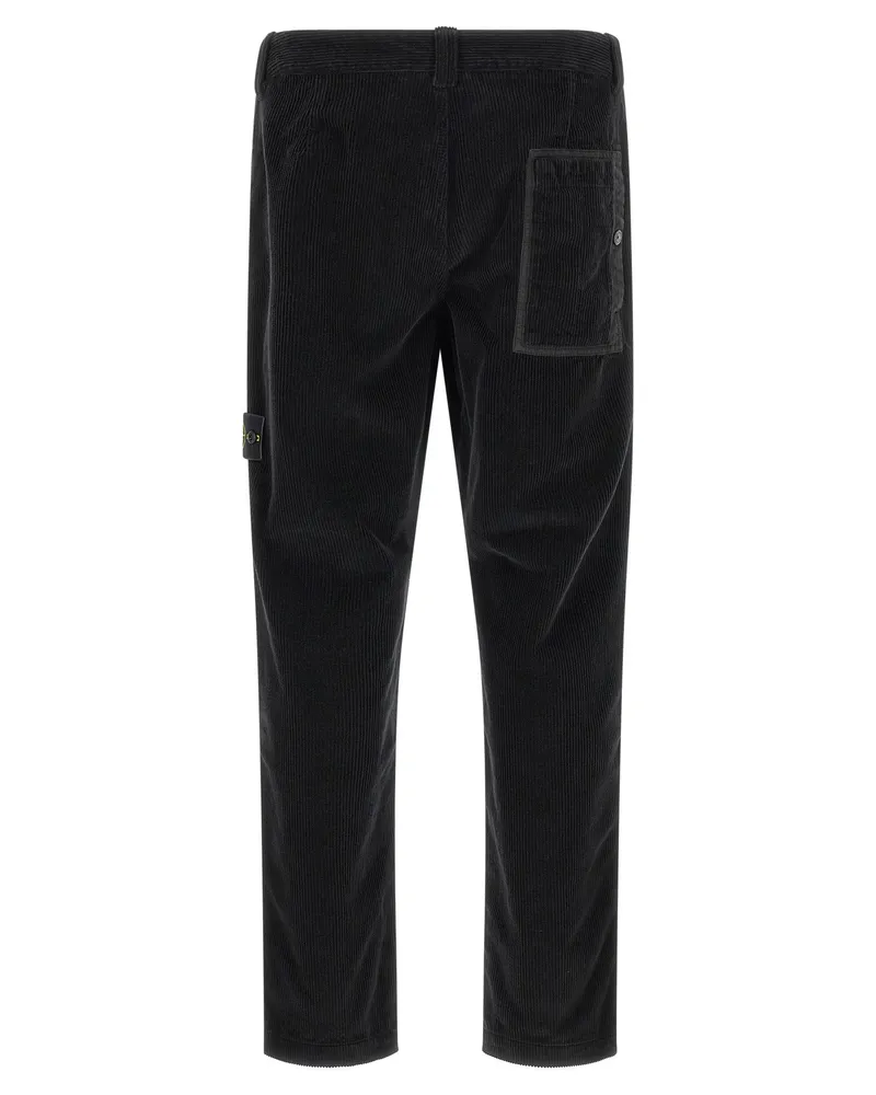 Stone Island Organic Cotton Corduroy Trousers — Black Black