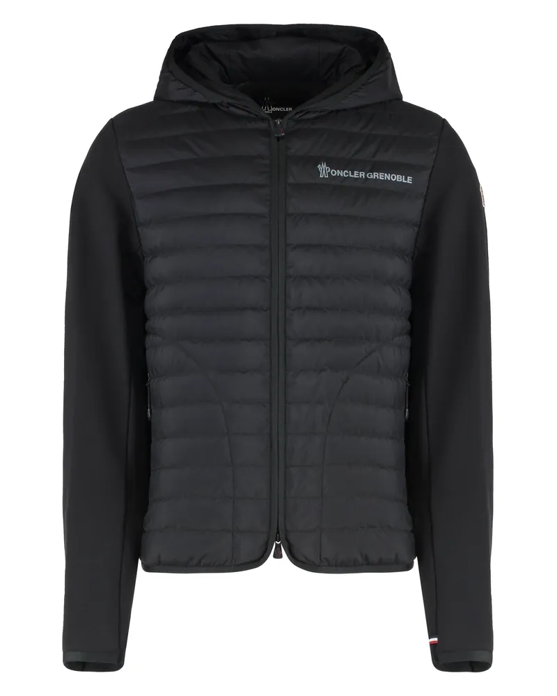 Moncler Men's Cardigan With Padded Front Panel Black Shell: Cotton Cardigans Sweater Black
