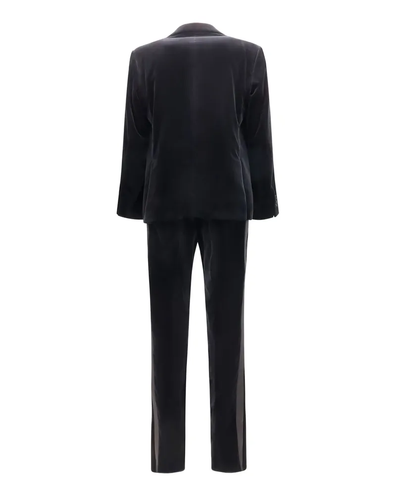 Ferragamo Men's Velvet Tuxedo Suit Nero Cotton Suits Black