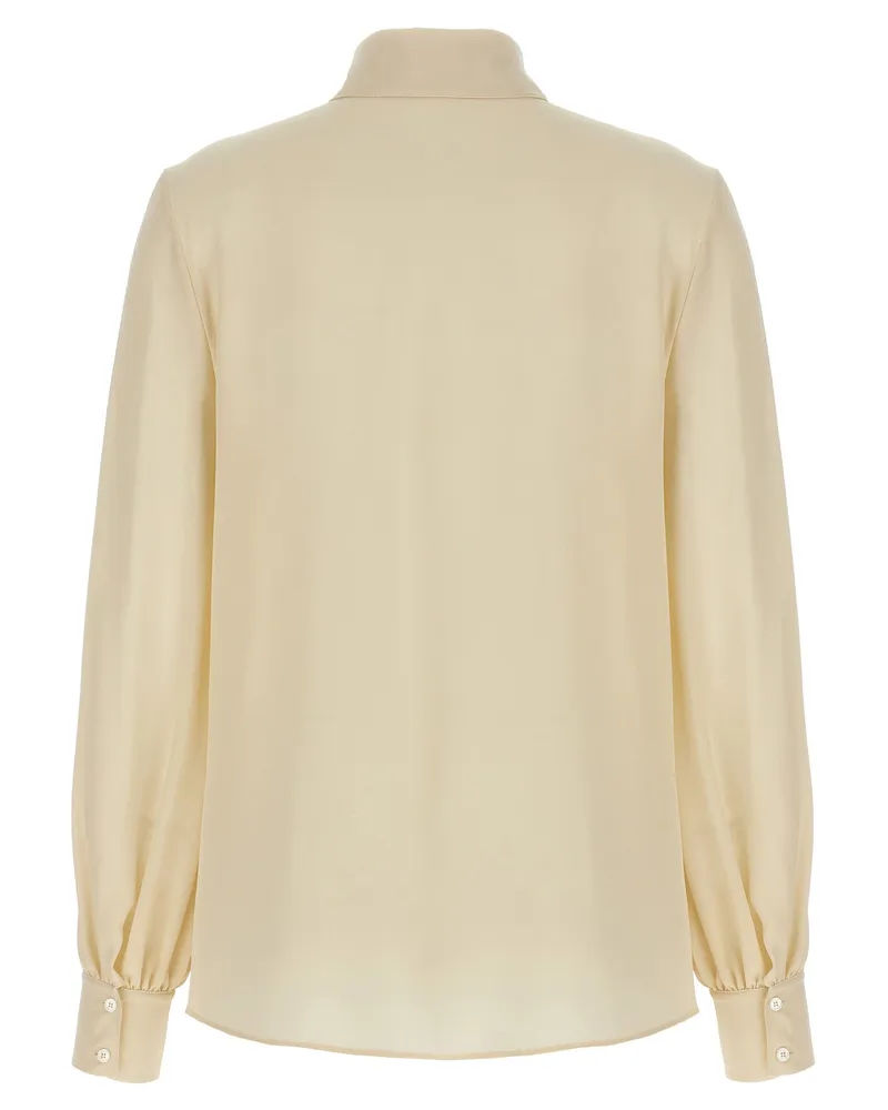 Valentino Garavani Black Bow-Trimmed Blouse — Cream Cream