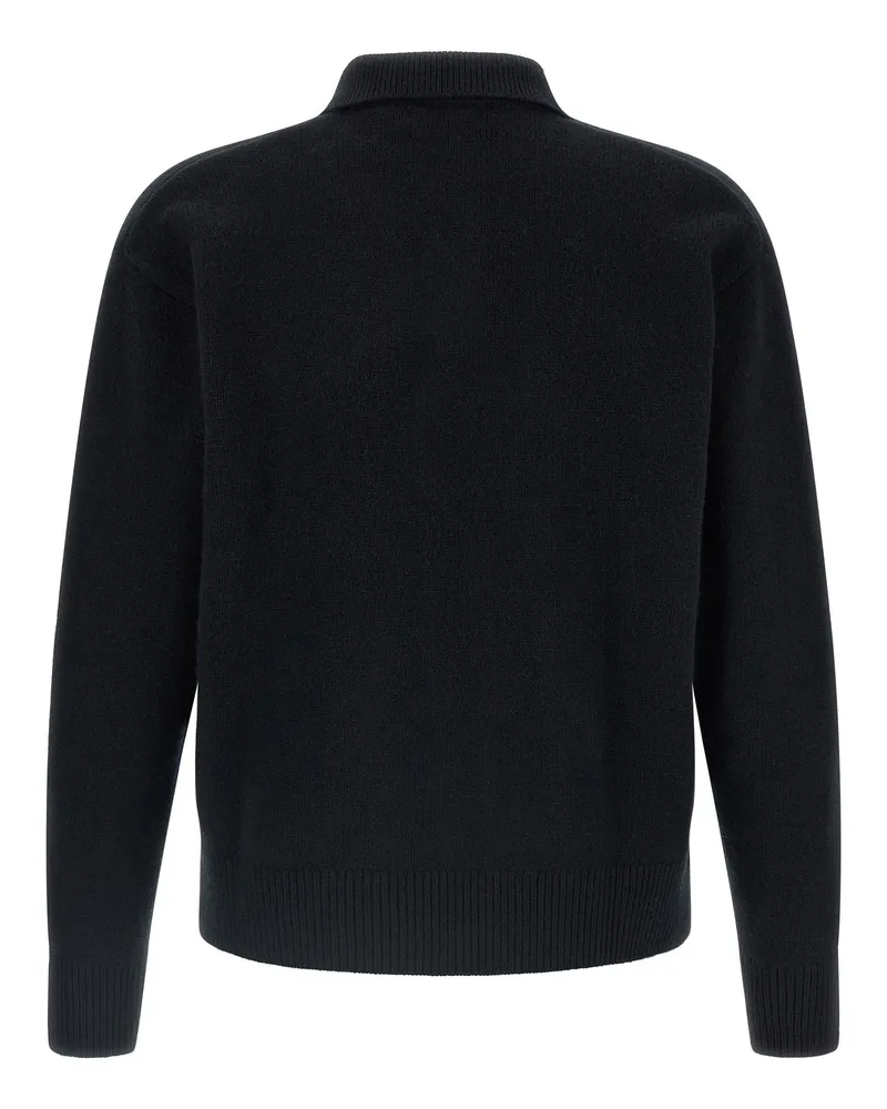 Ralph Lauren Wool-Alpaca Blend Logo Polo Shirt — Black Black