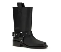 Buckle-Strap Biker Boots — Black
