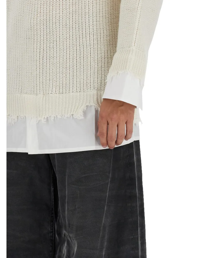 Maison Margiela Wool-Blend Crew Neck Sweater — Ivory Ivory