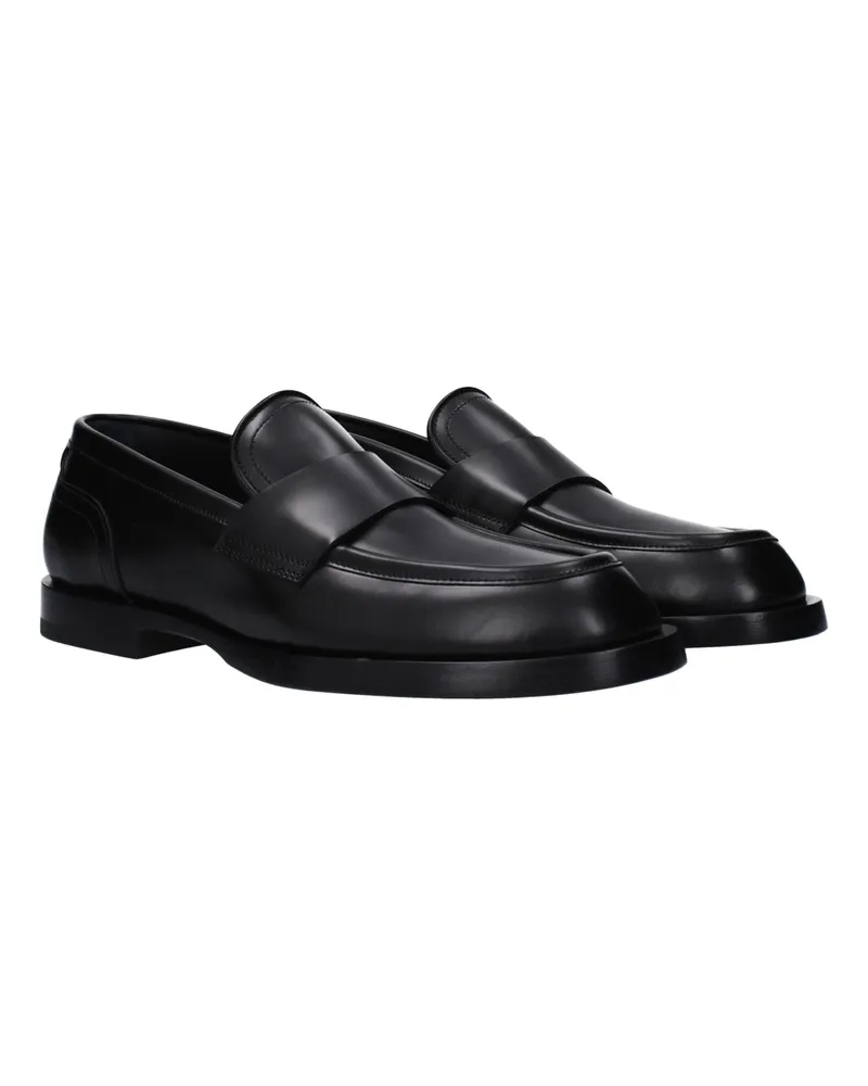 Dolce & Gabbana Men's Black Leather Slip-On Loafers Black