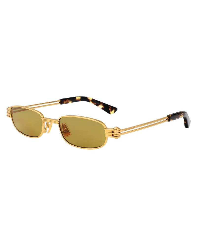 Bottega Veneta BV1381S Gold Metal Rectangle Sunglasses — Gold Gold