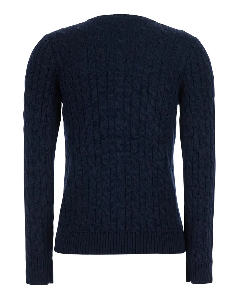 Ralph Lauren Cable Knit Cotton Blend Cardigan — Navy Navy