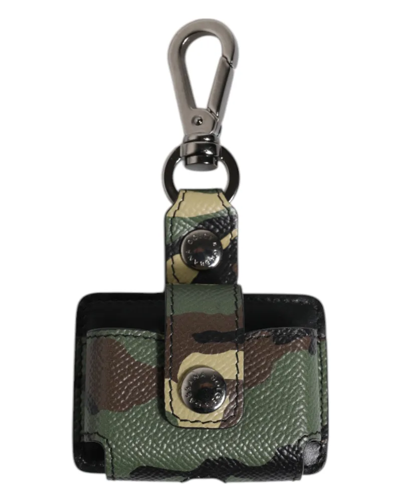 Dolce & Gabbana Men's Multicolor Camouflage Leather Airpods Case Accessory Multicolor