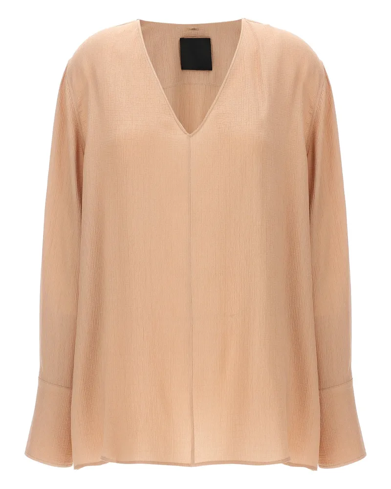 Givenchy Pussy Bow Silk Blouse — Beige Beige