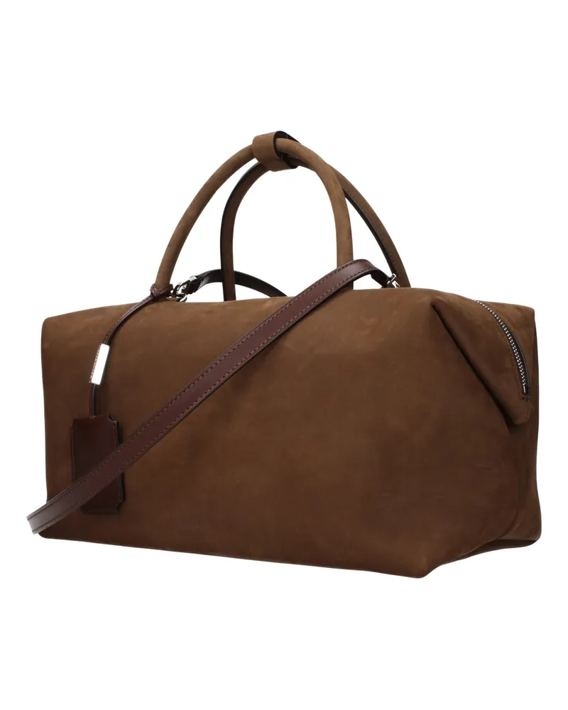 Max Mara Women's Suede Top Handle Bag Brown Leather Brown
