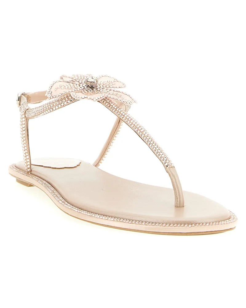 René Caovilla Women's Multicolor Glass Flat Sandals Pink