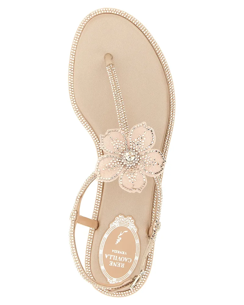 René Caovilla Women's Multicolor Glass Flat Sandals Pink