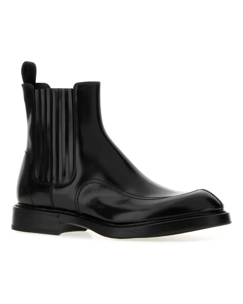 Dolce & Gabbana Leather Chelsea Ankle Boot — Black Black