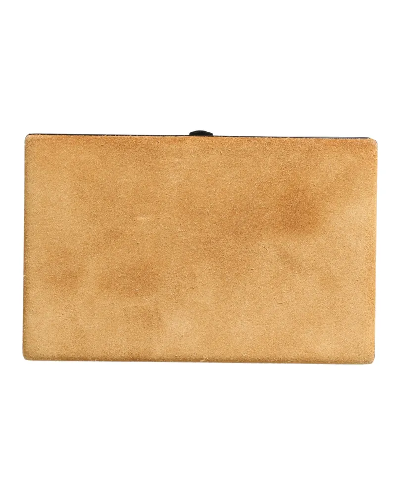 Dolce & Gabbana Beige Velvet Calf Leather Clutch Evening Women Purse Bag Aluminium Beige