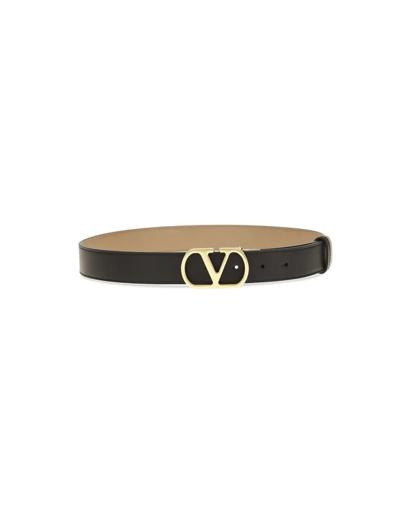 Valentino Garavani Women's Black Calf Leather Bos Taurus Regular Belt Black