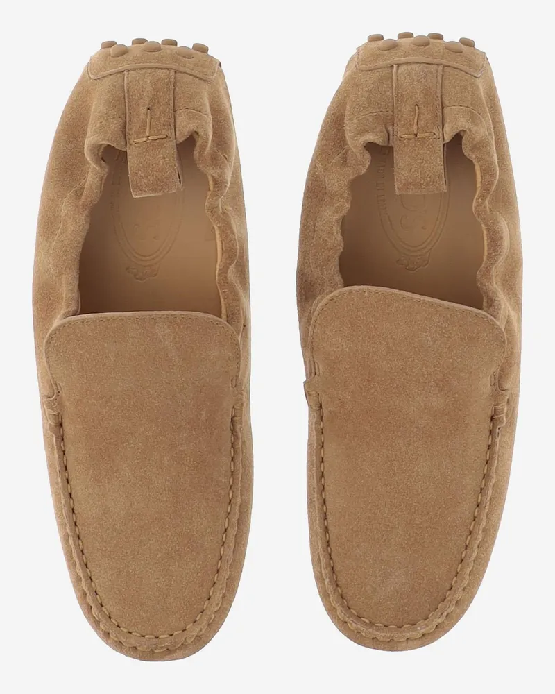 TOD'S Women's Loafers Gommino Suede Beige Calfskin Beige