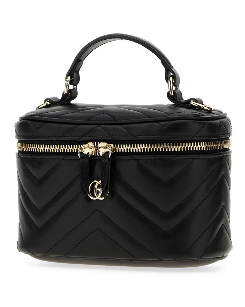 Gucci Women's Black Leather Gg Marmont Bucket Bag Borse A Secchiello Black