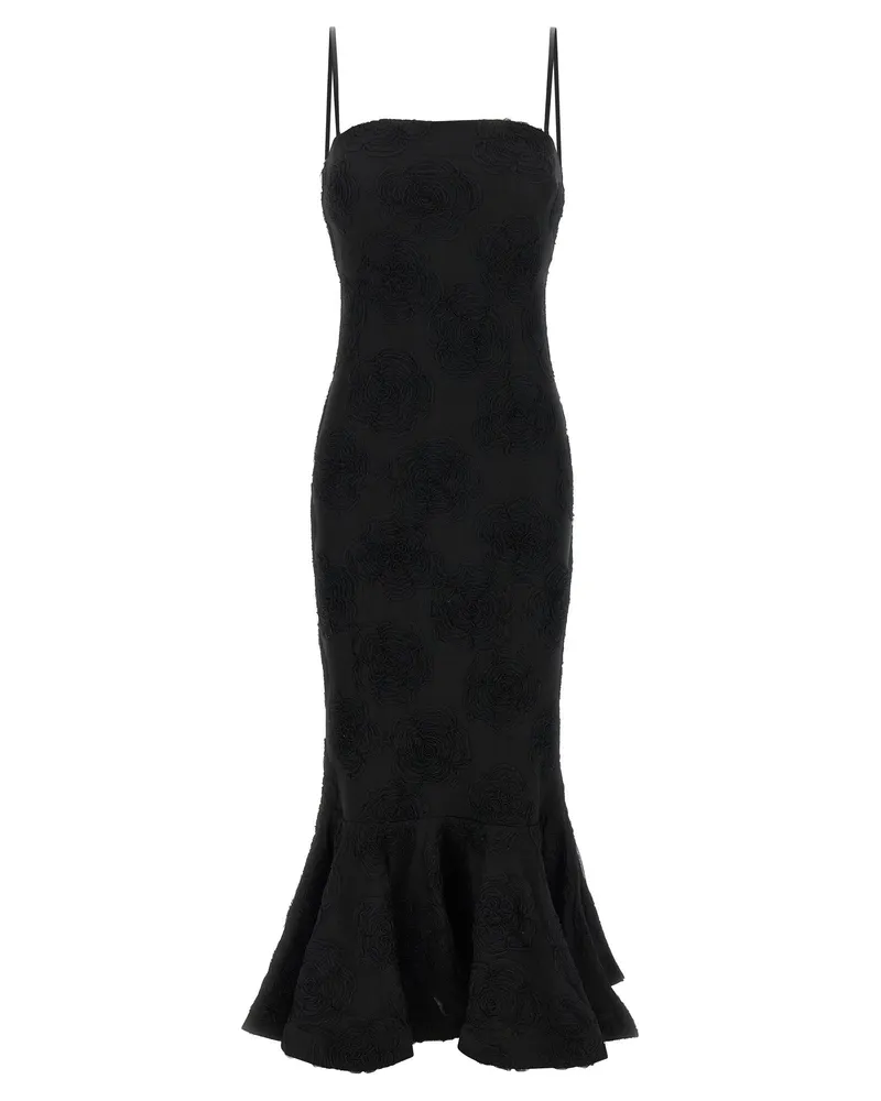 ROTATE Birger Christensen Flower Dress — Black Black