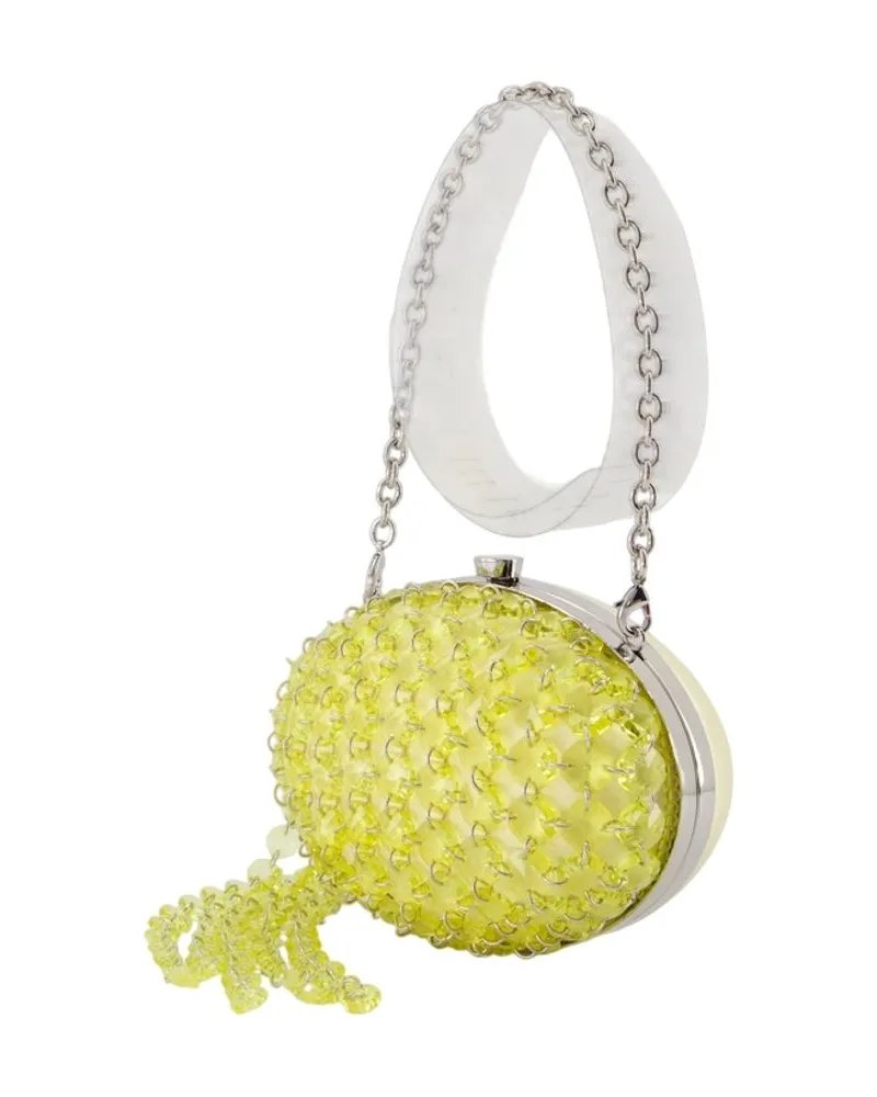 Self-Portrait Women's Oval Crystal Chain Clutch - Self Portrait Synthetic Yellow Bags Clutches Yellow