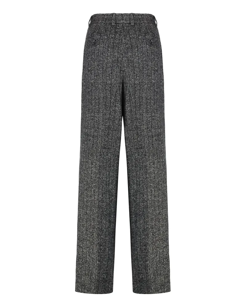 Dolce & Gabbana Women's Wool Wide-Leg Trousers Grey Gray