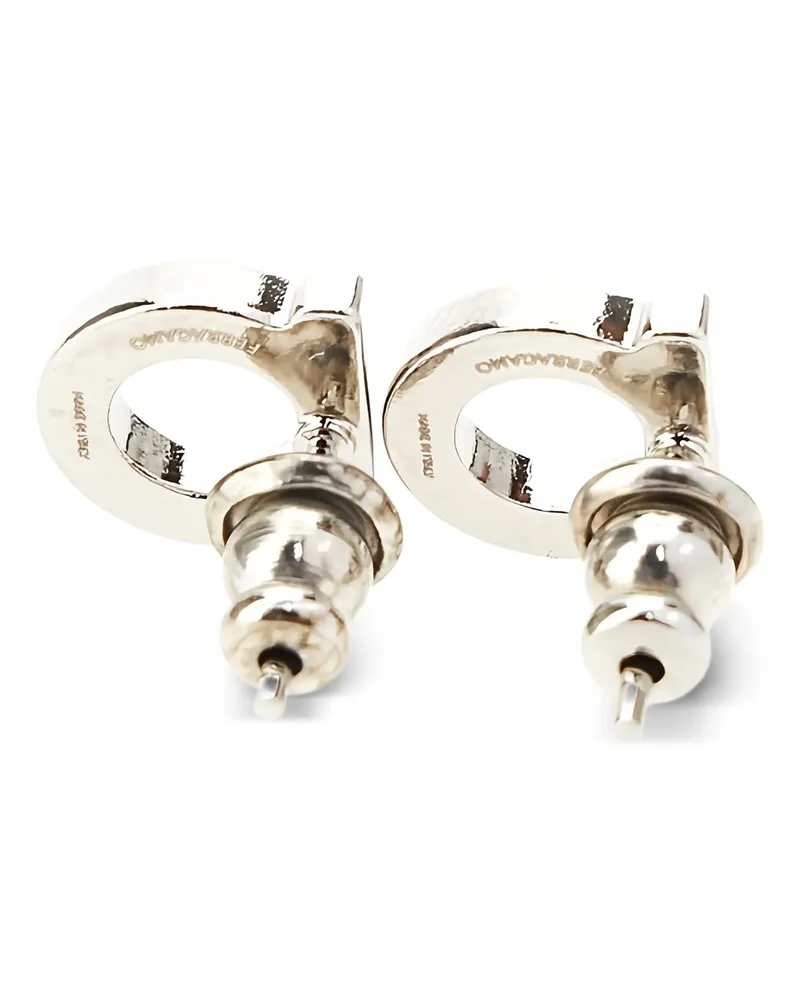Ferragamo Gancini Cristalli Earrings — Silver Silver