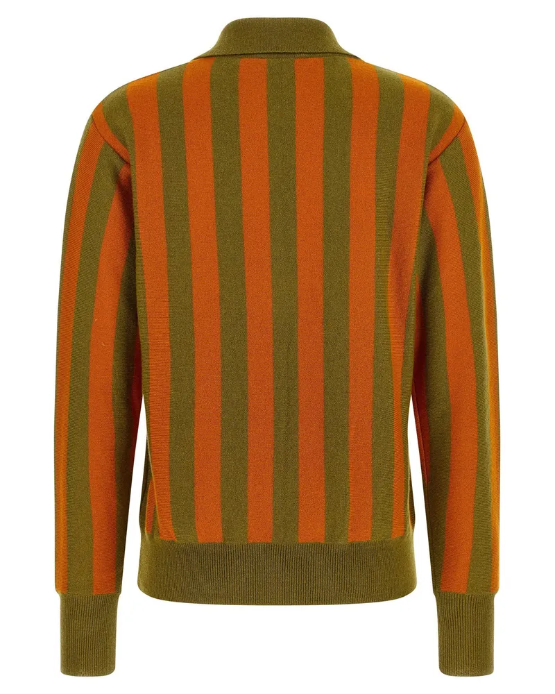 Alberto Biani Striped Cashmere Sweater — Olive Olive