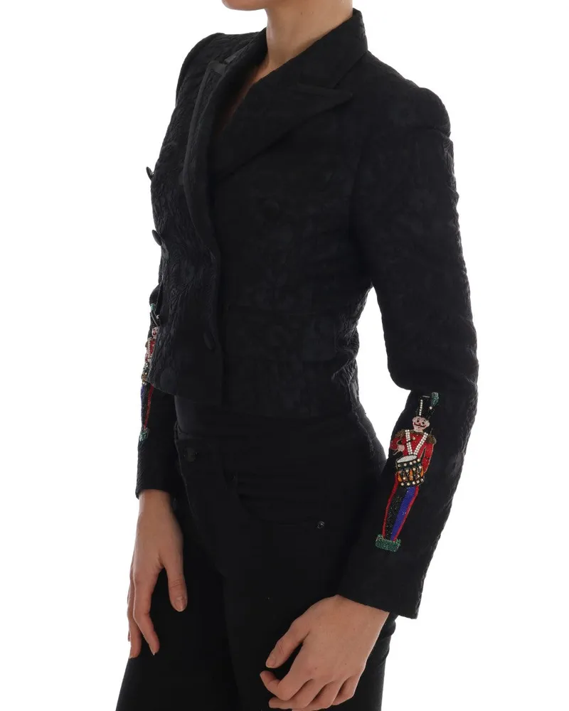 Dolce & Gabbana Women's Black Brocade Blazer Jacket Nylon Clothing Black