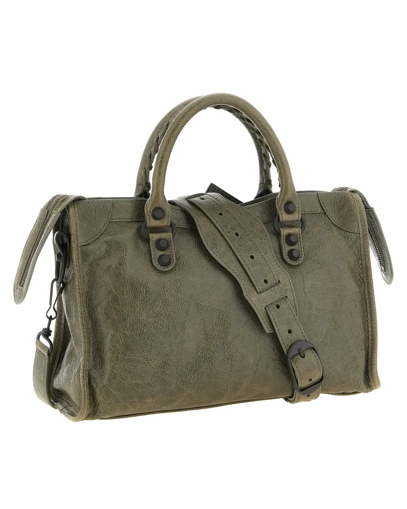 Balenciaga Le City S Lambskin Leather Shoulder Bag — Olive Green Olive