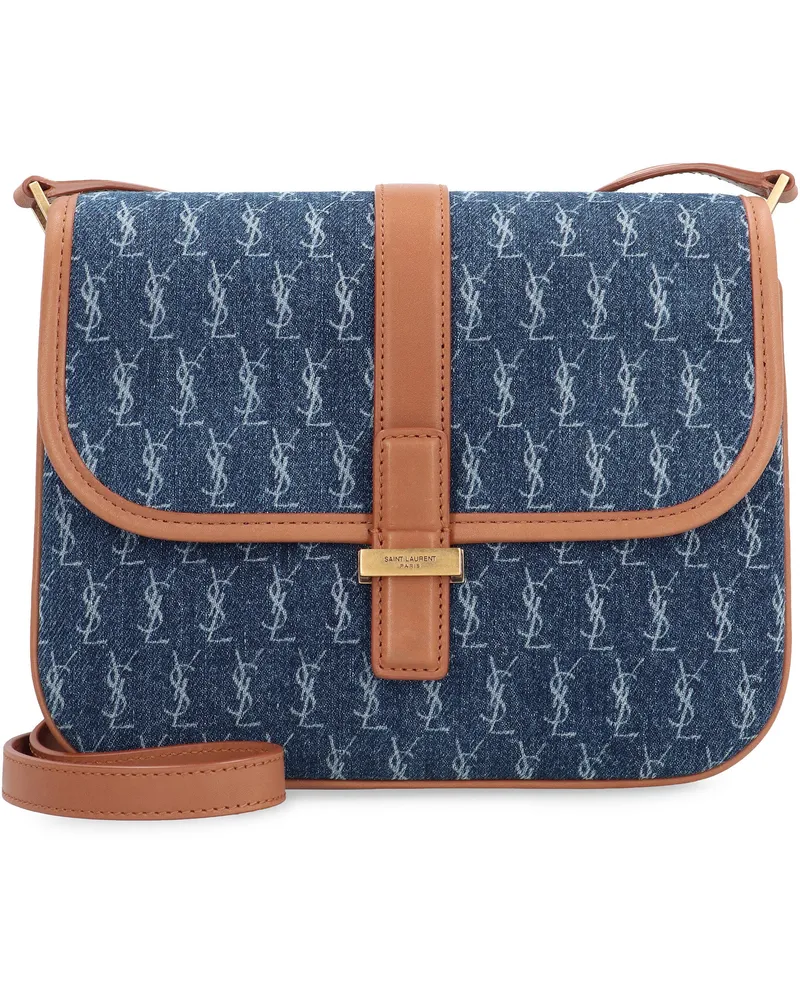 Saint Laurent Women's Denim Satchel Shoulder Bag Calf Blue