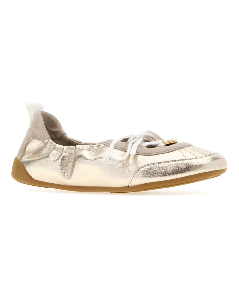 Chloé Women's Gold Leather Chloã© Kick Ballerinas Palladium Ballerine Flat Shoes Gold
