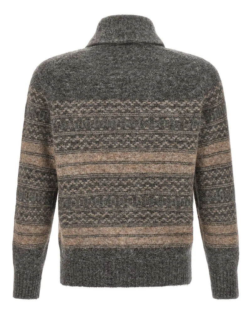 Brunello Cucinelli Men's Gray Alpaca Leather Cardigan Clothing Gray