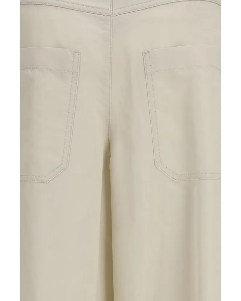 Brunello Cucinelli Women's Trousers Palazzo Butter Cotton Beige