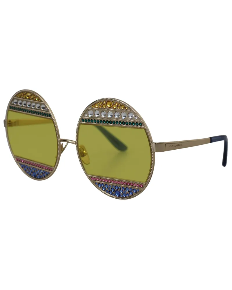 Dolce & Gabbana Women's Gold Oval Metal Crystals Shades Dg2209b Sunglasses Gold