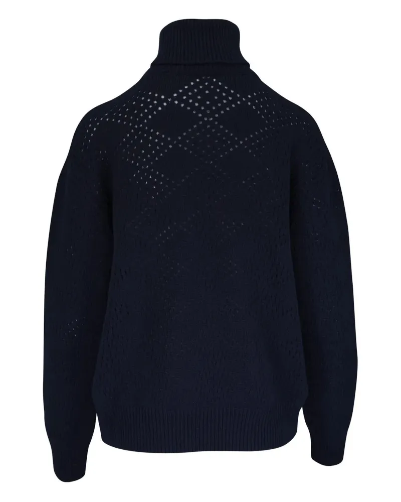Kiton Women's Open-Work Roll-Neck Sweater Aw25 W Navy