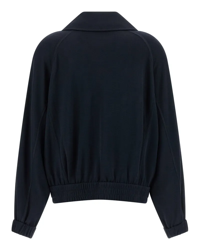 Brunello Cucinelli Cotton-Silk Interlock Sweatshirt — Navy Navy