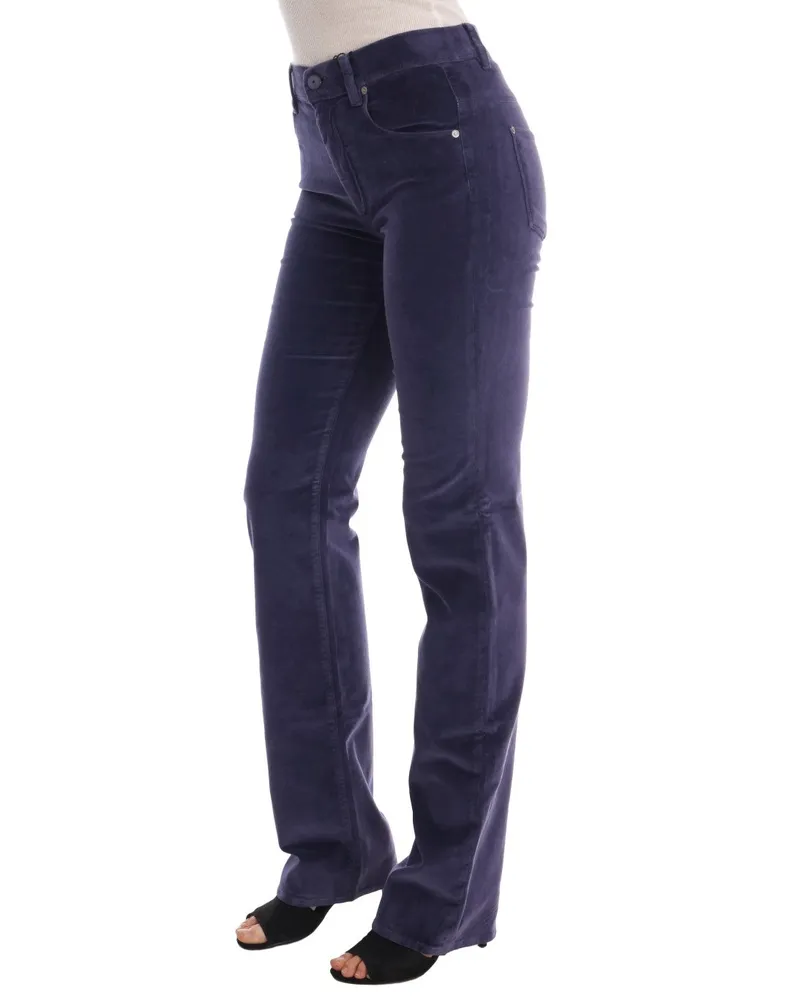 Ermanno Scervino Women's Purple Corduroy Stretch Bootcut Pants Cotton Purple