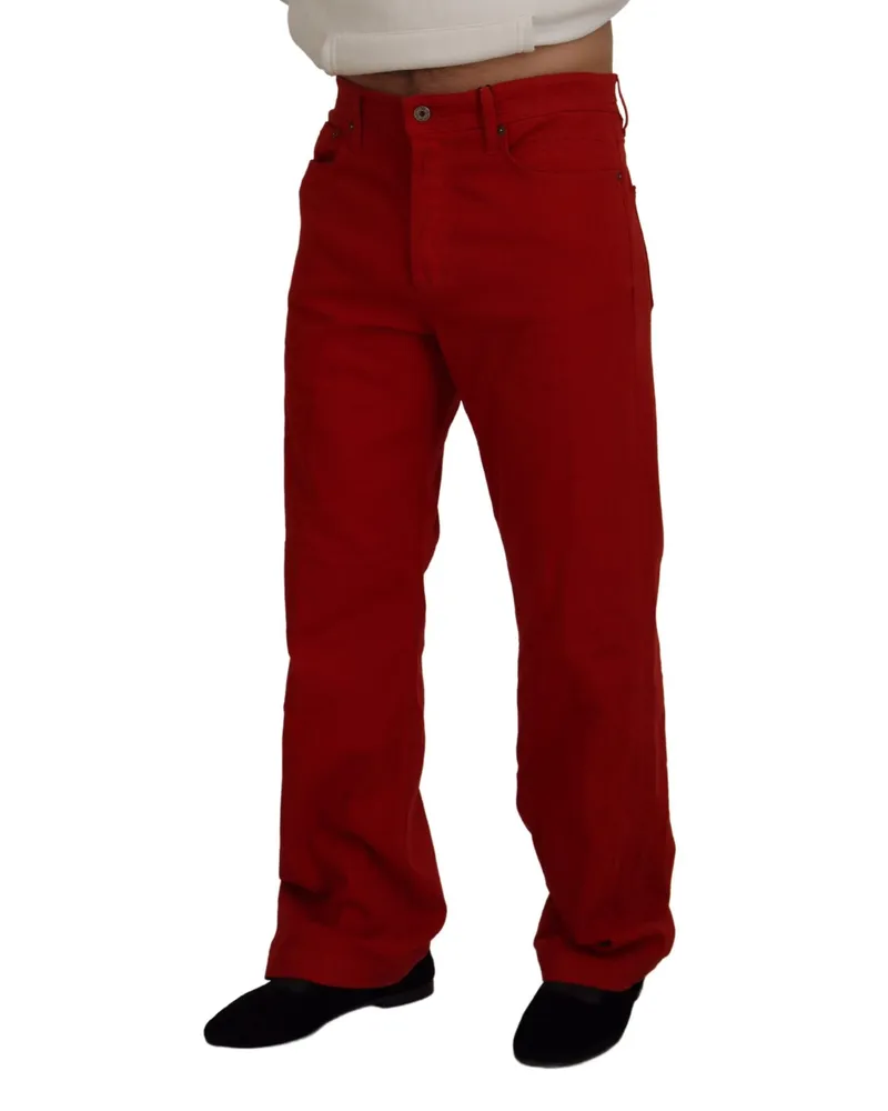 Dolce & Gabbana Cotton Straight Fit Jeans — Red Red